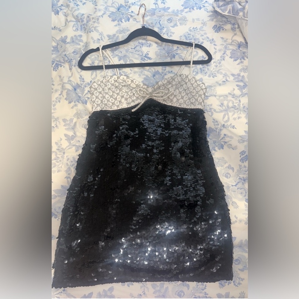 Black and Silver Sequin Dress